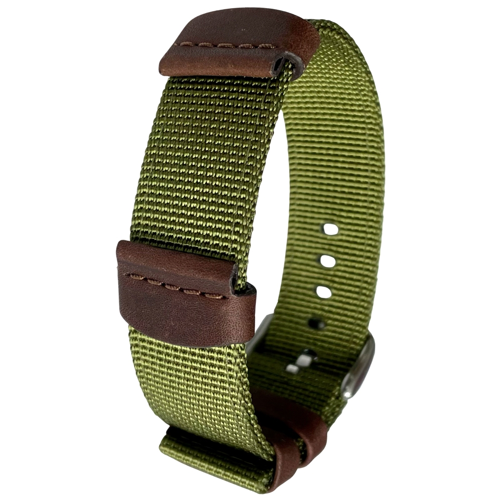 Baleinwalvis Glimmend Voorstad Hirsch Rebel Artisan Horlogeband Nylon / Zadelleer NATO Stijl Groen