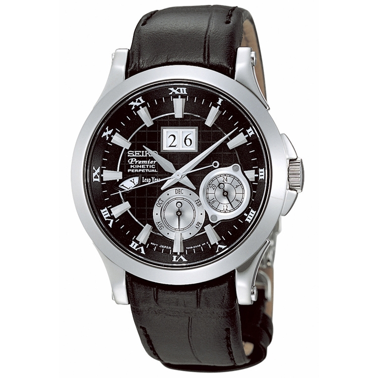 Seiko Premier Horlogeband SNP005, SNP001 en SNP003 Zwart Leer - 20mm
