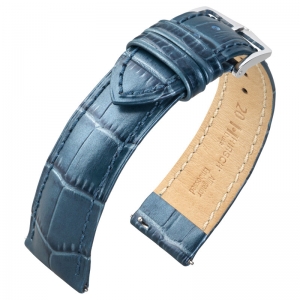 Hirsch Duke Horlogebandje Alligatorgrain Metallic-Blauw Limited Edition