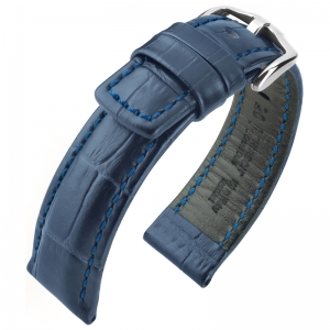 Hirsch Grand Duke Horlogebandje Alligatorgrain 100m WR Blauw