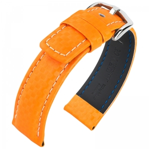 Hirsch Carbon Horlogebandje 100 m Water-Resistant Oranje