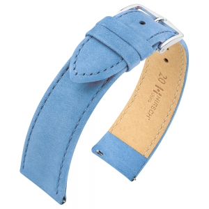 Hirsch Nubuck Horlogebandje Kalfsleer Lichtblauw - Limited Edition