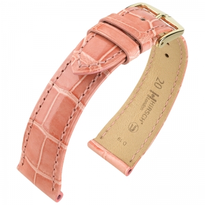 Hirsch London Louisiana Alligator Horlogebandje Glanzend Roze - 20mm