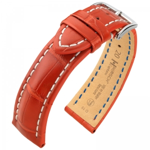 Hirsch Capitano Louisiana Alligator Horlogebandje Semi-Mat Rood 100m WR