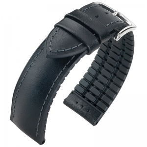 Hirsch James Performance Horlogeband Zwart Leer / Zwart Rubber