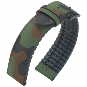 Hirsch John Performance Horlogeband Groen Camouflage Rubber