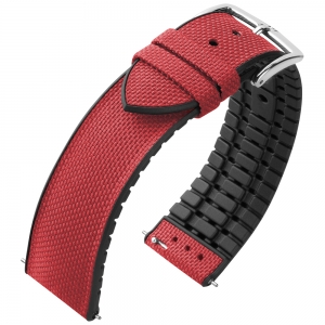 Hirsch Arne Performance Recycled Horlogeband Bordeaux Seaqual PET / Zwart Rubber