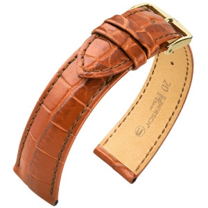 Hirsch Baron Nijlkrokodillenleer Horlogebandje Goudbruin Mat - 18mm