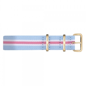 Paul Hewitt NATO Horlogeband Lichtblauw Wit Roze met Gouden Gesp 20mm