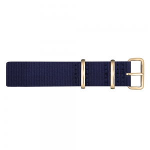 Paul Hewitt NATO Horlogeband Marineblauw met Gouden Gesp 20mm