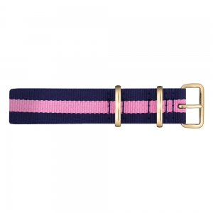 Paul Hewitt NATO Horlogeband Marineblauw Roze met Gouden Gesp 20mm