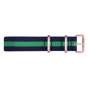 Paul Hewitt NATO Horlogeband Marineblauw Groen met Rosegouden Gesp 20mm