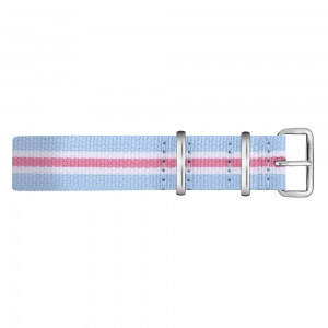 Paul Hewitt NATO Horlogeband Lichtblauw Wit Roze met Stalen Gesp 20mm