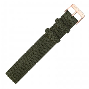 Paul Hewitt Perlon Horlogeband Groen met Rose Gouden Gesp 20mm