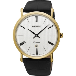 Seiko Premier Horlogeband SKP396 Zwart Leer