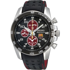 Seiko Sportura FC Barcelona Horlogeband SNAE75P1 Zwart Leer