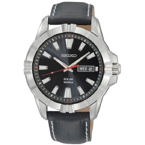 Seiko Solar Horlogeband SNE161 Zwart Leer