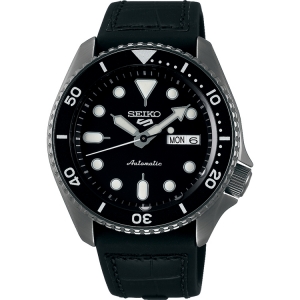 Seiko 5 Sports Horlogeband SRPD65K3 Zwart Rubber, Zwart Leer 22mm