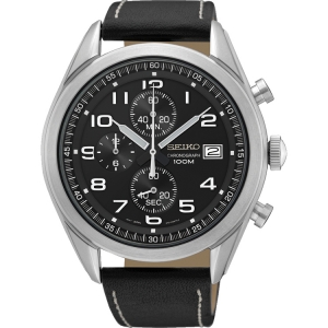 Seiko Quartz Horlogeband SSB271 Zwart Leer 22mm