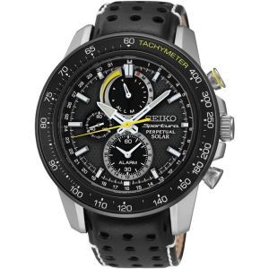 Seiko Sportura Solar Horlogeband SSC361P1 Zwart Leer