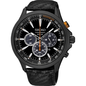 Seiko Solar Horlogeband SSC499P1 Zwart Leer