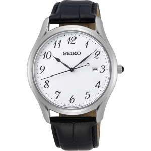 Seiko Horlogeband SUR303 Zwart Leer 20mm