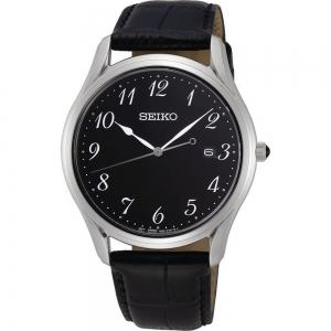 Seiko Horlogeband SUR305 Zwart Leer 20mm