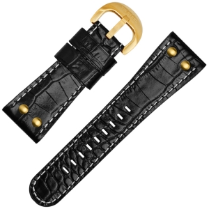 TW Steel Goliath Horlogebandje TW108, TW110, TW114 - Zwart Kroko Kalfsleer 30mm