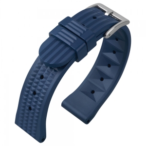 Seiko Style Waffle Strap Horlogebandje Rubber Blauw