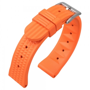 Seiko Style Waffle Strap Horlogebandje Rubber Oranje