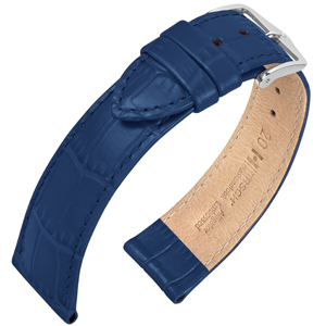 Hirsch Louisianalook Alligatorprint Horlogebandje Glanzend Blauw