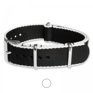 Black White Seatbelt NATO Deluxe Nylon Strap