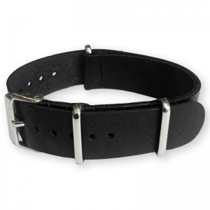 Black NATO Pull-Up Leather Strap - SS