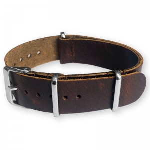 Brown NATO Pull-Up Leather Strap - SS