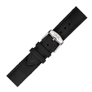 LLarsen / Lars Larsen 20mm Horlogeband Zwart Kalfsleer - Stalen Gesp