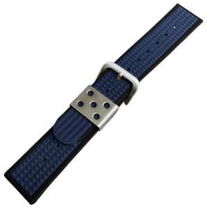 Waffle Strap Rubberen Horlogeband Zwart Blauw