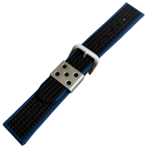 Waffle Strap Rubberen Horlogeband Blauw Zwart
