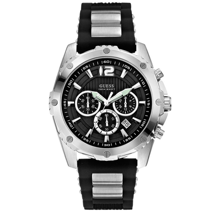 Guess Horlogebandje W0167G1 Intrepid Zwart Rubber & Staal