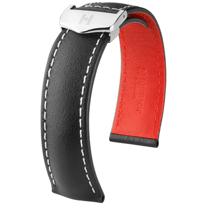 Hirsch Speed Horlogeband voor TAG Heuer Vouwsluiting Zwart Wit Stiksel