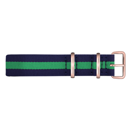 Paul Hewitt NATO Horlogeband Marineblauw Groen met Rosegouden Gesp 20mm