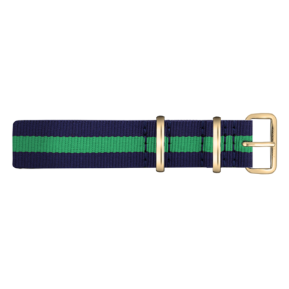 Paul Hewitt NATO Horlogeband Marineblauw Groen met Gouden Gesp 20mm