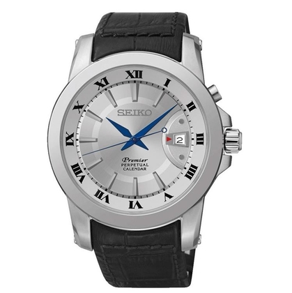 Seiko Premier Horlogeband SNQ143P1 Zwart Leer 