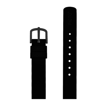 Picto Horlogebandje Zwart Rubber - Zwarte Gesp - 12mm
