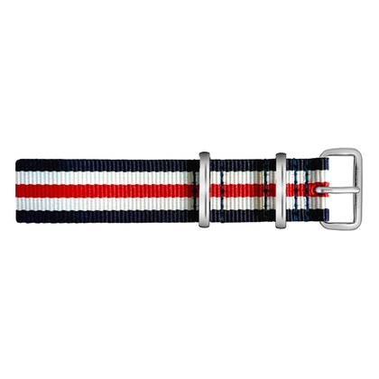 Paul Hewitt NATO Horlogeband Marineblauw Wit Rood met Stalen Gesp 20mm