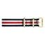 Paul Hewitt NATO Horlogeband Marineblauw Wit Rood met Gouden Gesp 20mm