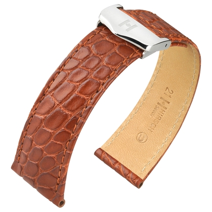 Horlogeband voor Cartier Tank met Vouwsluiting - Hirsch Savoir Alligator Flankleer Lichtbruin