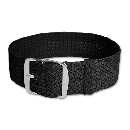 Perlon Geweven Horlogebandje Zwart