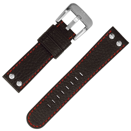 TW Steel Horlogebandje TW410, TW414 - Zwart, Rood Stiksel 22mm