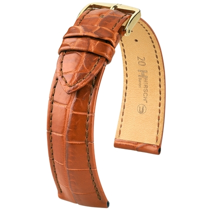 Hirsch Baron Nijlkrokodillenleer Horlogebandje Goudbruin Mat - 18mm