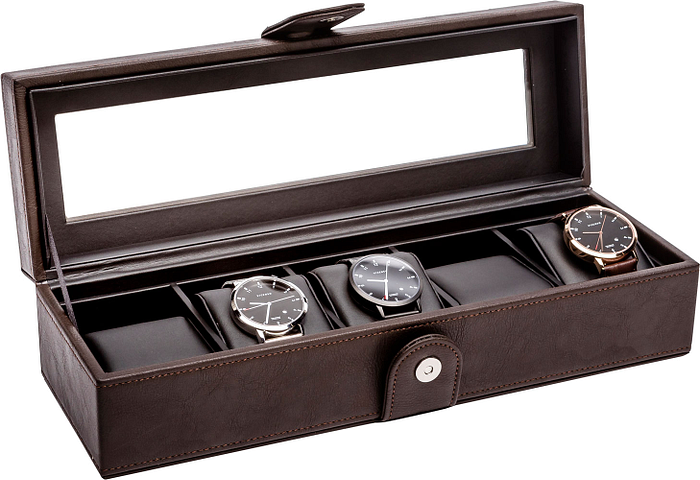 La Royale Classico 5 Horlogebox met Venster Bruin - 5 horloges